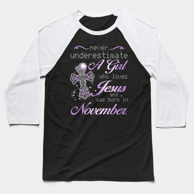 November Girl Baseball T-Shirt by roninslowell